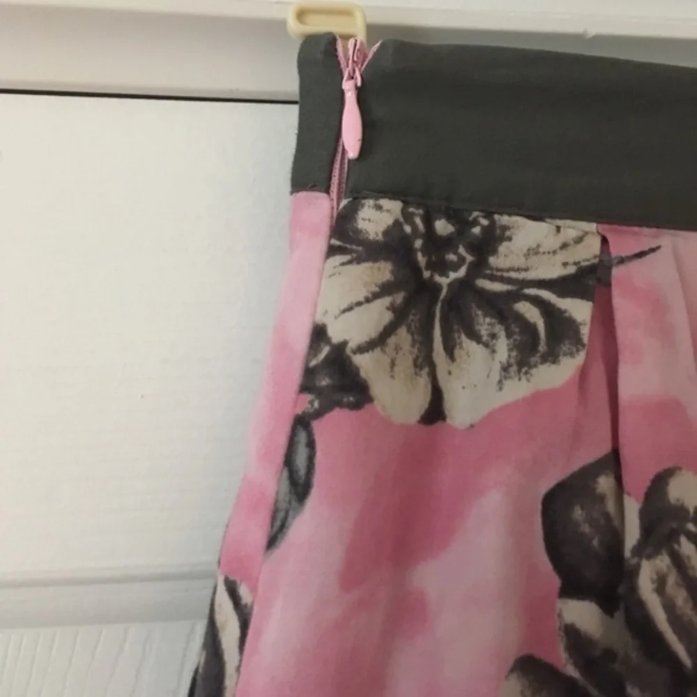 Anthropologie Odille pink grey floral skirt Sz 0 - Picture 8 of 8